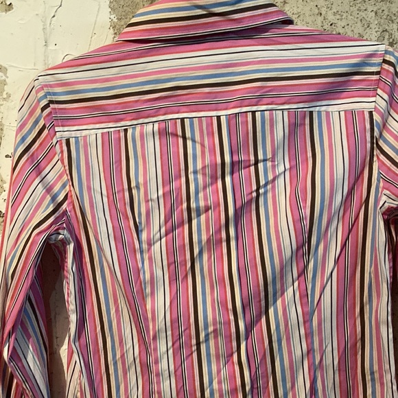 Made in Italy 🇮🇹High QualityCottonStretch Pink Striped ButtonDown Fitted Shirt - Picture 5 of 13